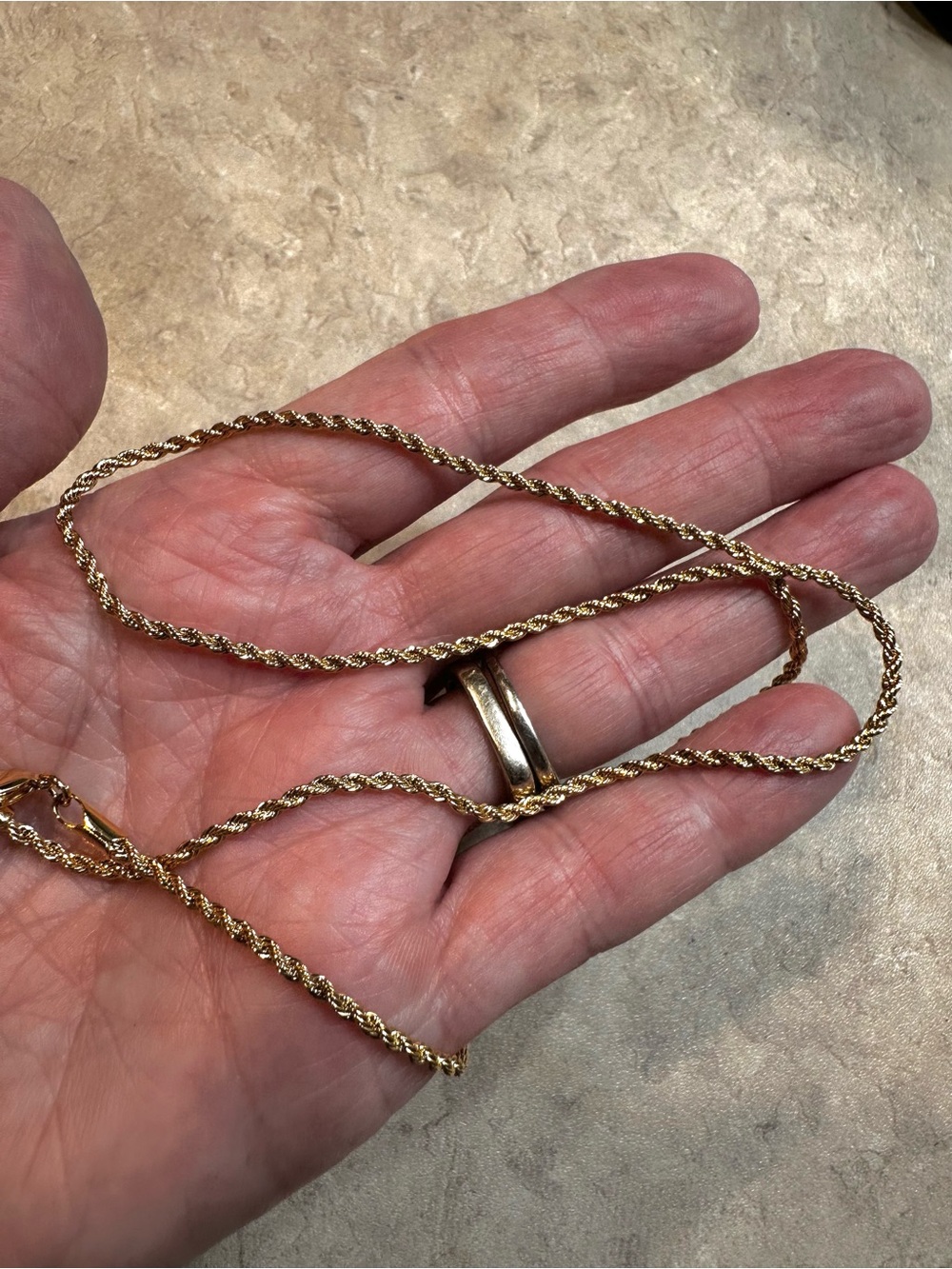 Rope Chain 19” twisted style gold tone classic Necklace